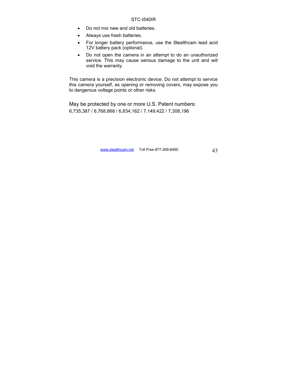 Stealth Cam STC-I540IR User Manual | Page 43 / 44
