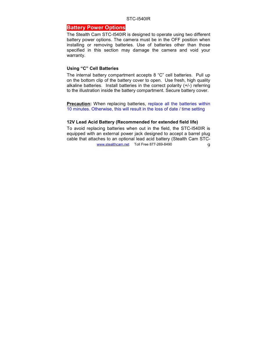 Stealth Cam STC-I540IR User Manual | Page 9 / 44