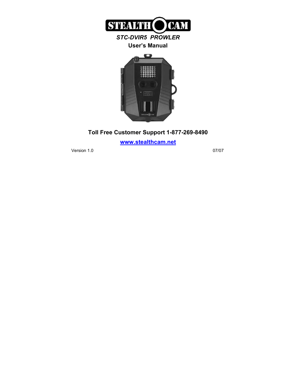 Stealth Cam STC-DVIR5 Prowler User Manual | 43 pages