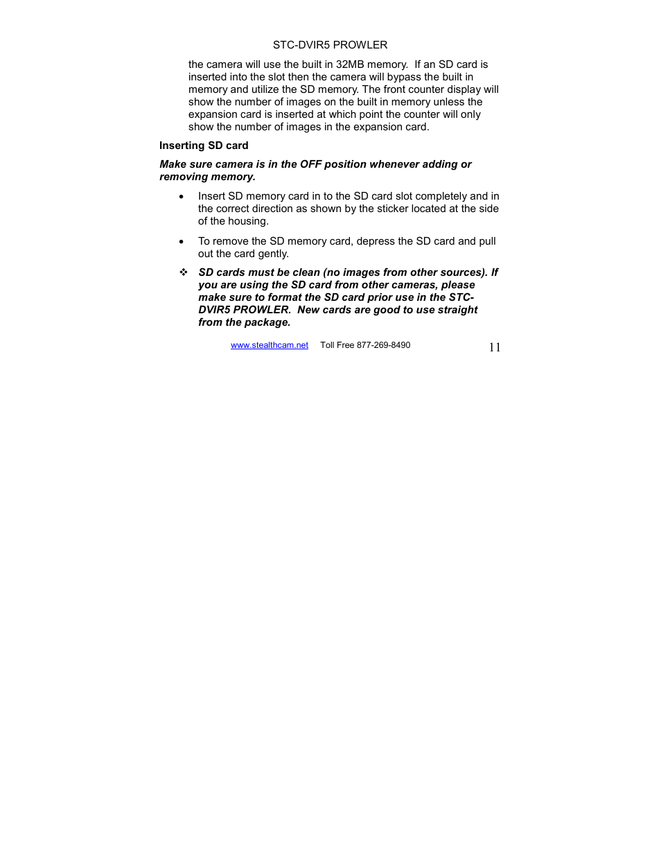 Stealth Cam STC-DVIR5 Prowler User Manual | Page 11 / 43