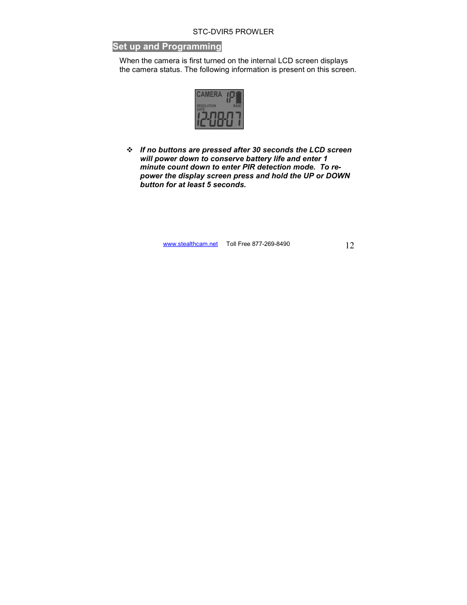 Stealth Cam STC-DVIR5 Prowler User Manual | Page 12 / 43