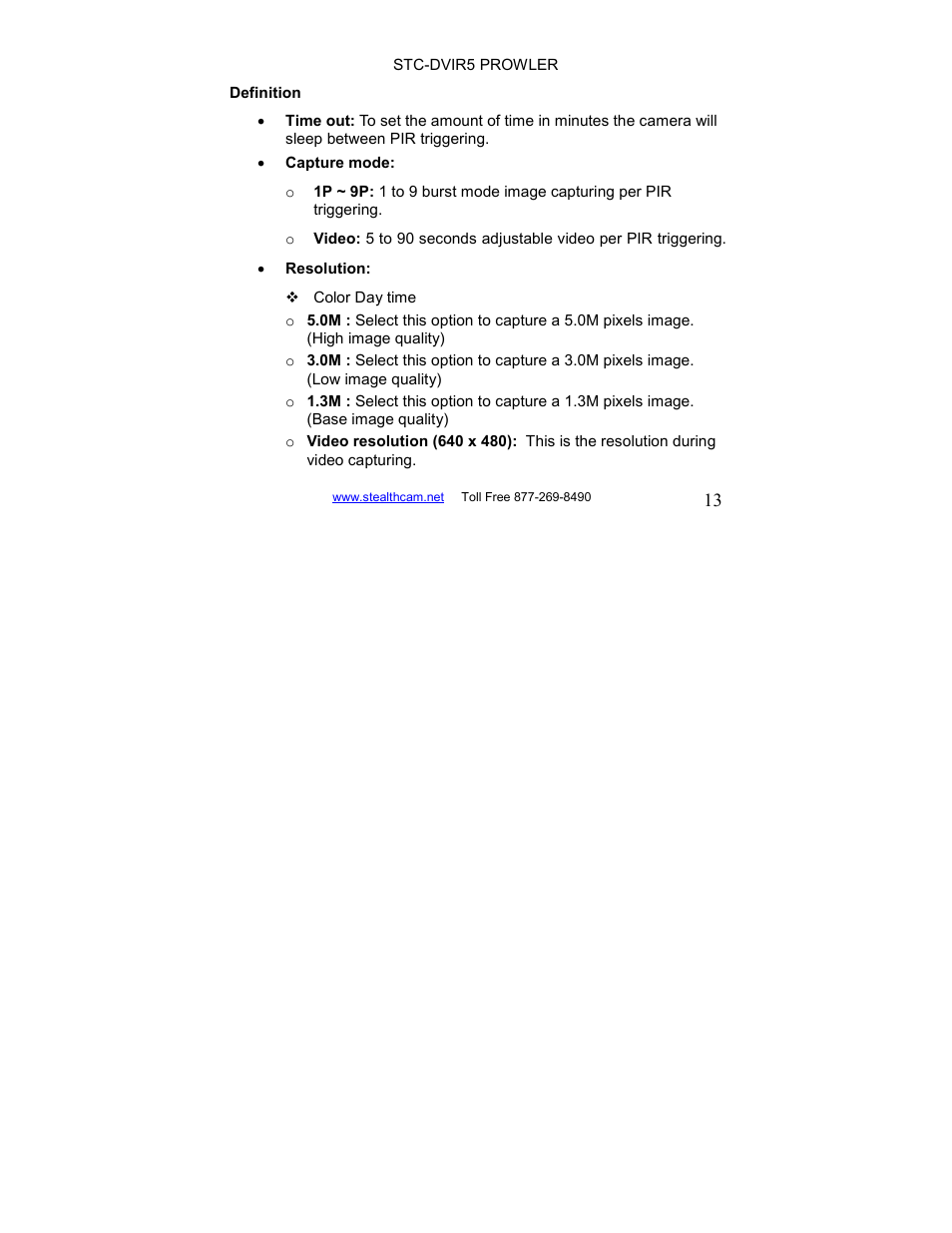 Stealth Cam STC-DVIR5 Prowler User Manual | Page 13 / 43