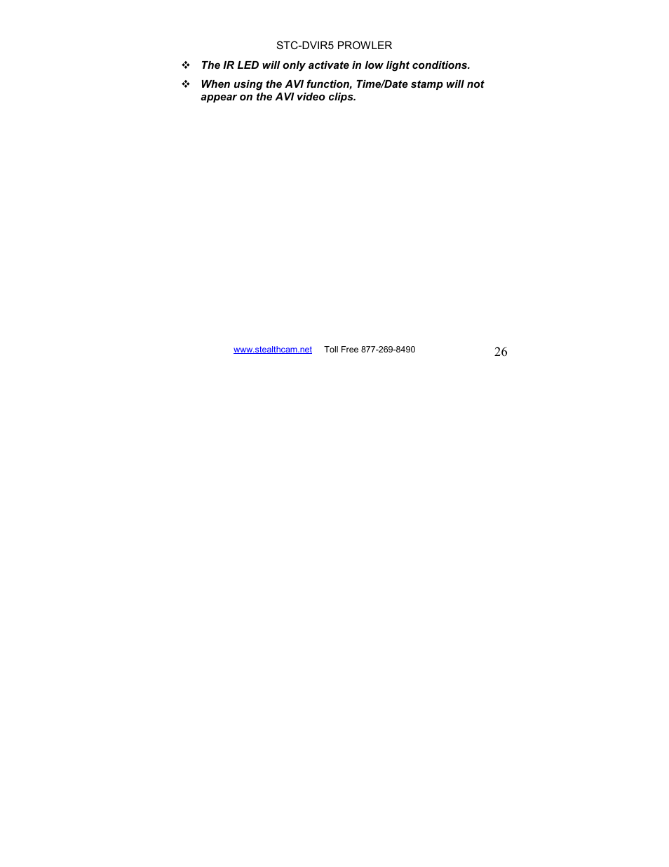Stealth Cam STC-DVIR5 Prowler User Manual | Page 26 / 43