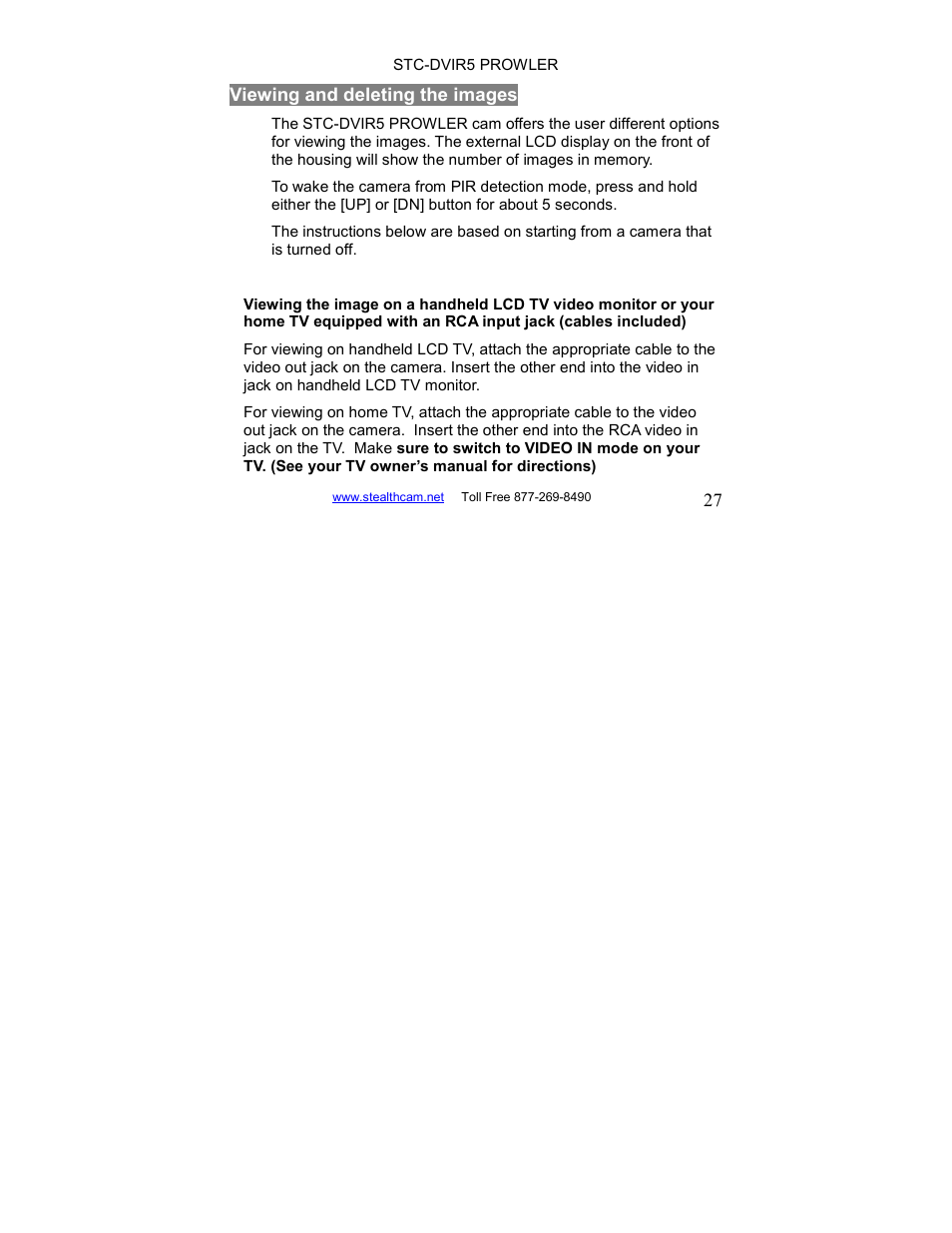 Stealth Cam STC-DVIR5 Prowler User Manual | Page 27 / 43