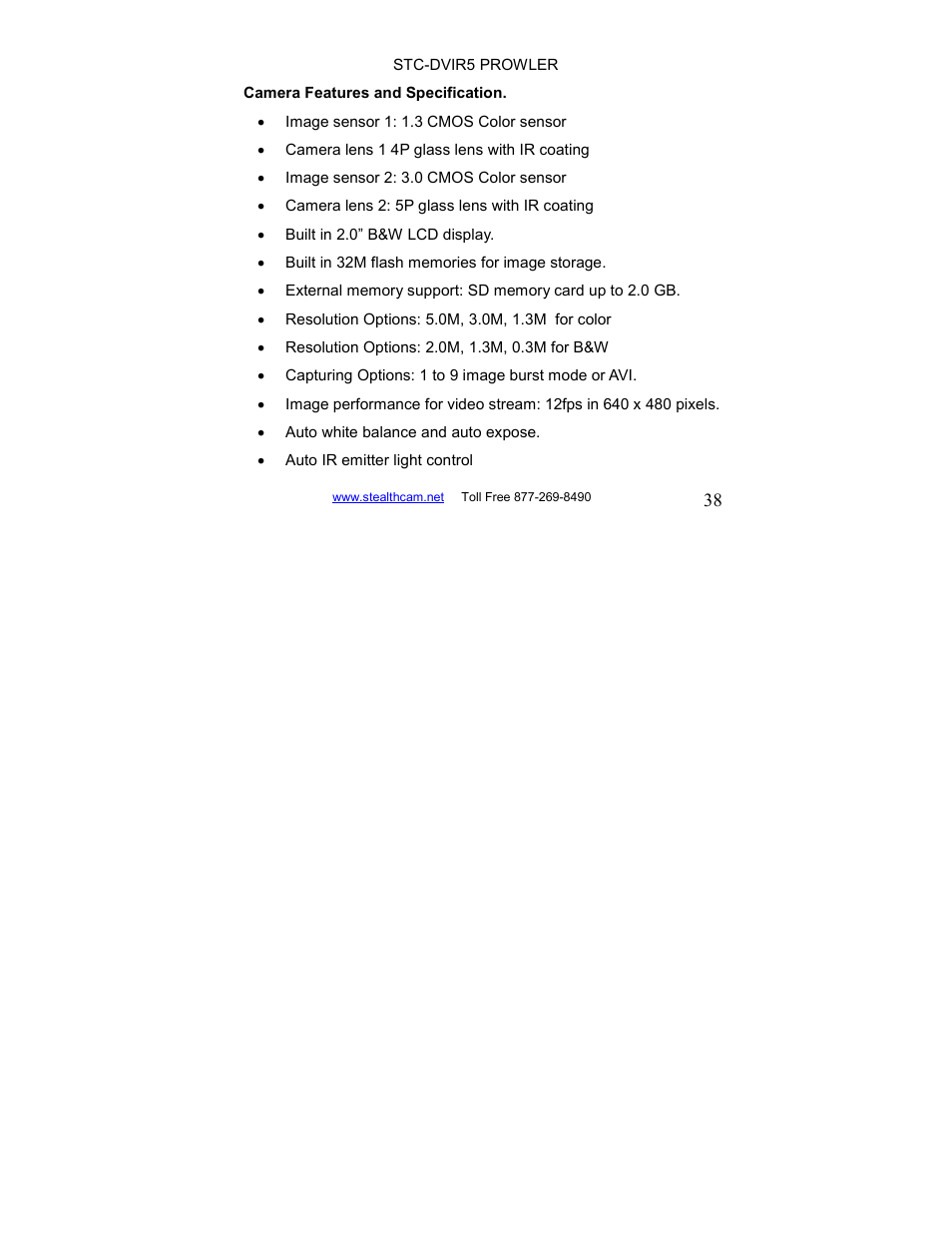 Stealth Cam STC-DVIR5 Prowler User Manual | Page 38 / 43