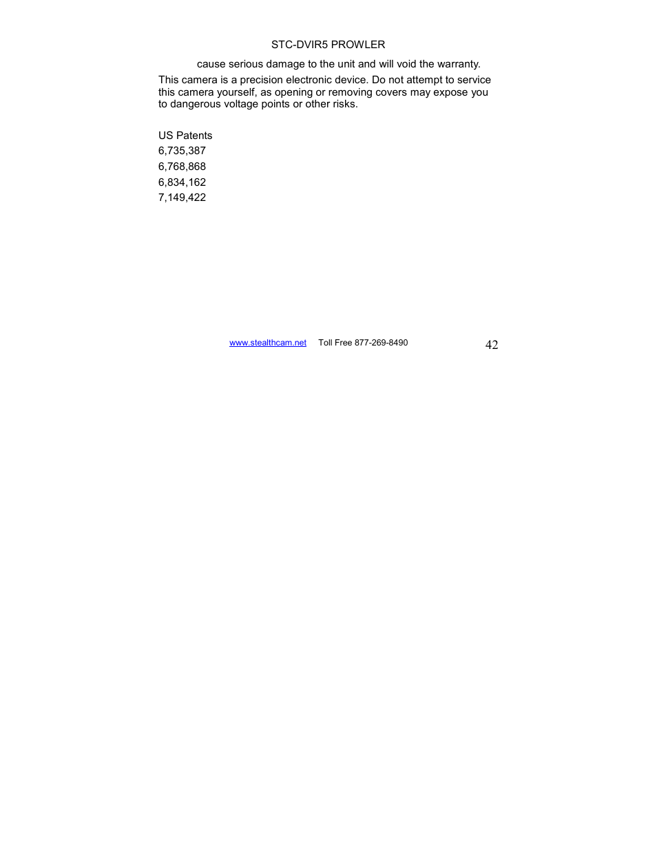 Stealth Cam STC-DVIR5 Prowler User Manual | Page 42 / 43