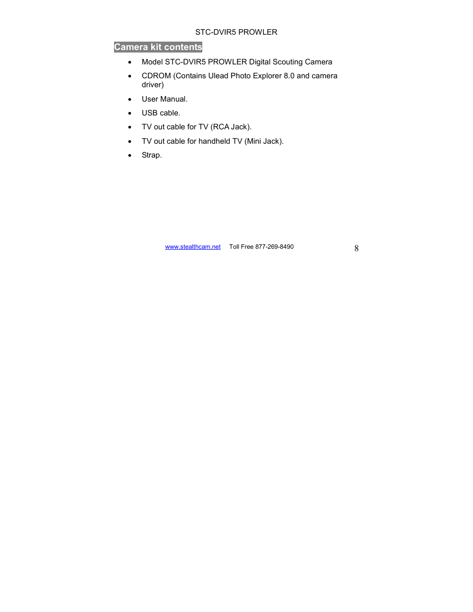 Stealth Cam STC-DVIR5 Prowler User Manual | Page 8 / 43