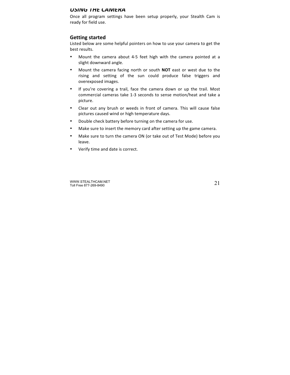 Using the camera | Stealth Cam STC-P8XT Prowler-XT User Manual | Page 21 / 42