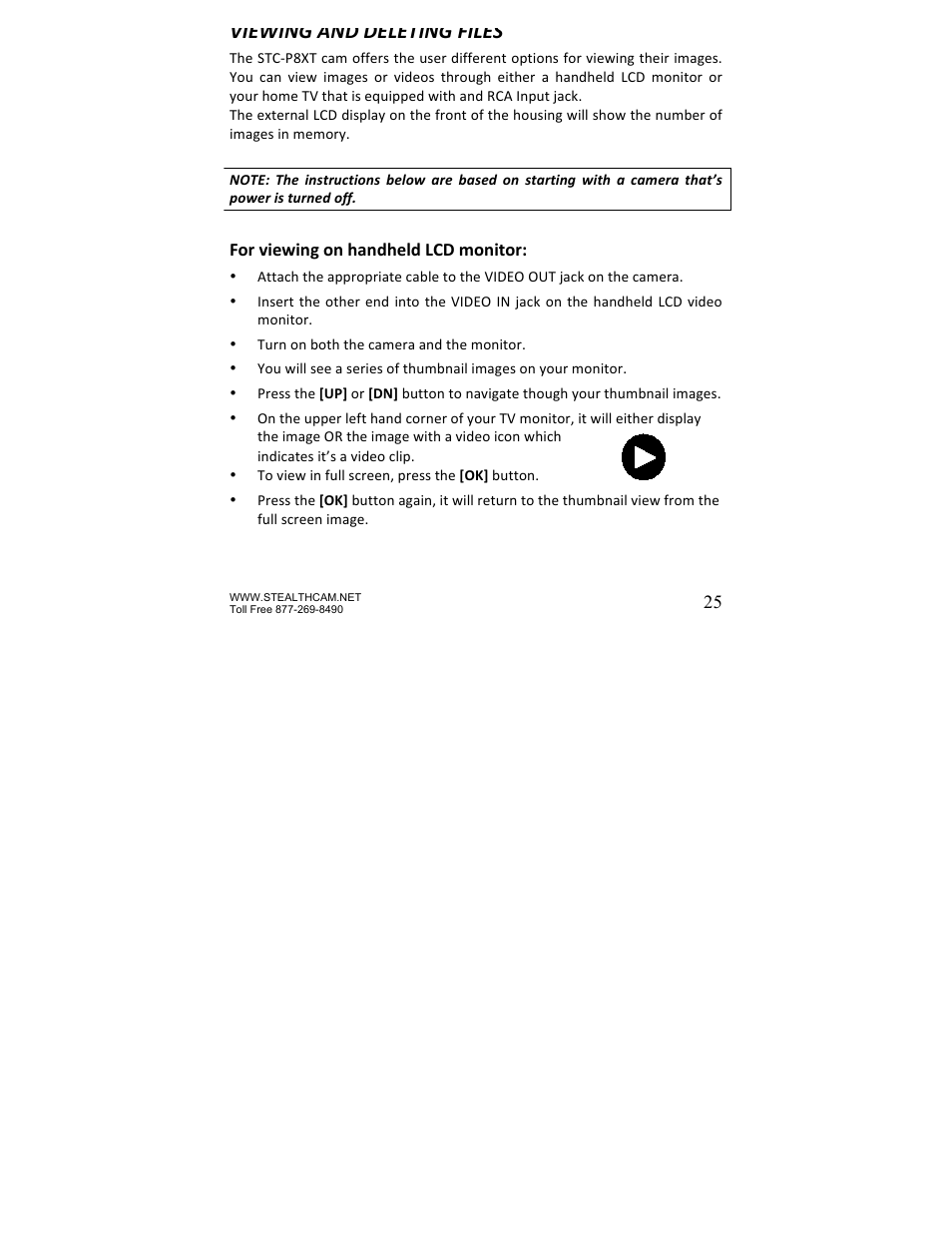 Viewing and deleting files | Stealth Cam STC-P8XT Prowler-XT User Manual | Page 25 / 42