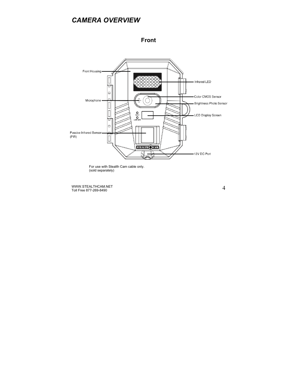 Camera overview | Stealth Cam STC-P8XT Prowler-XT User Manual | Page 4 / 42