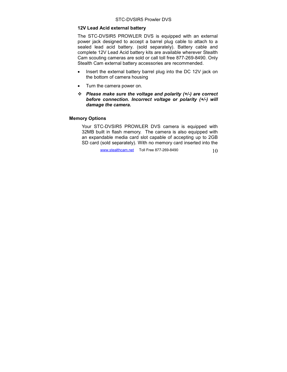 Stealth Cam STC-DVSIR5 ProwlerDVS User Manual | Page 10 / 43
