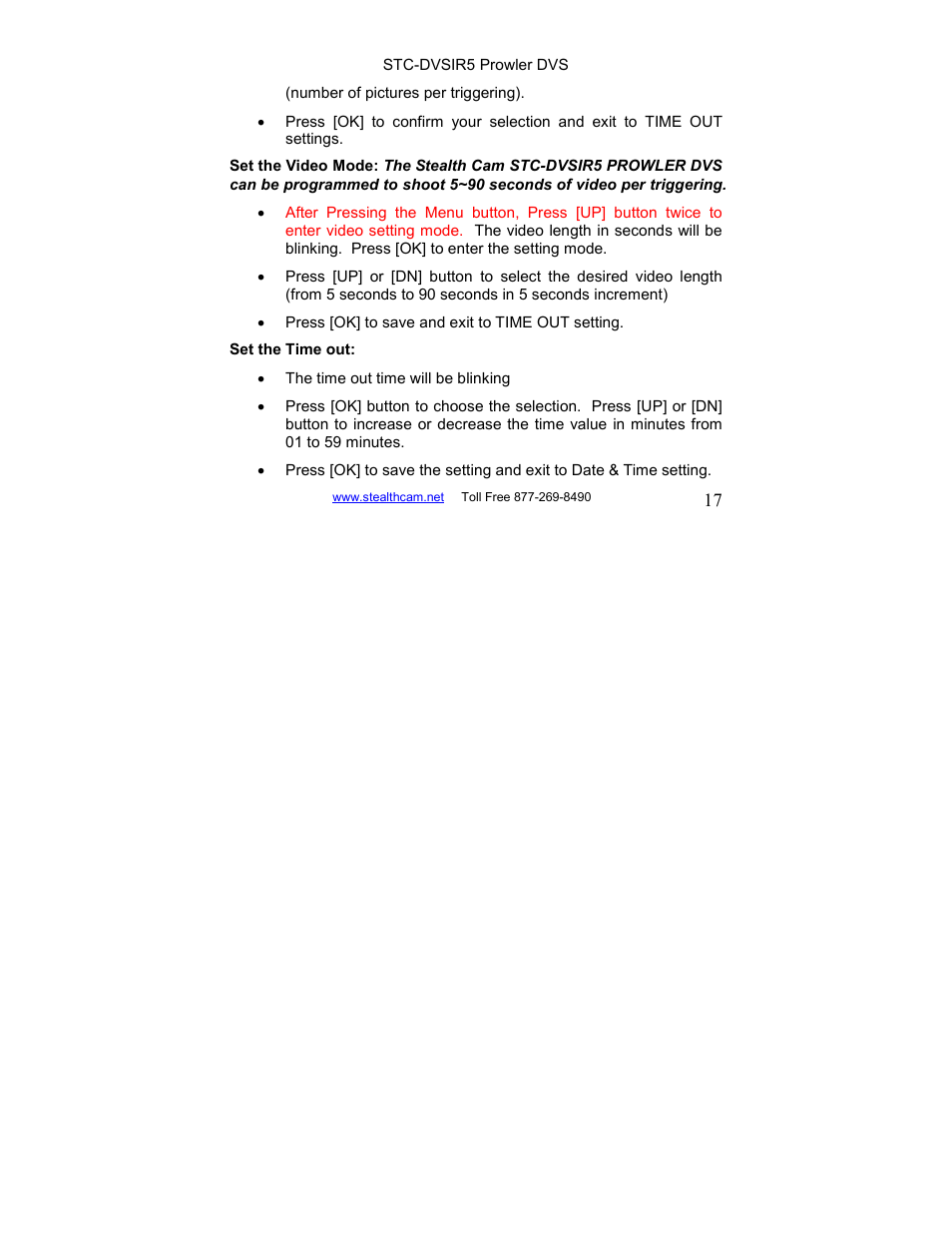 Stealth Cam STC-DVSIR5 ProwlerDVS User Manual | Page 17 / 43