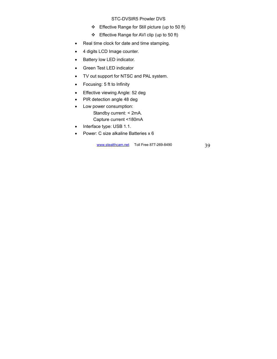 Stealth Cam STC-DVSIR5 ProwlerDVS User Manual | Page 39 / 43