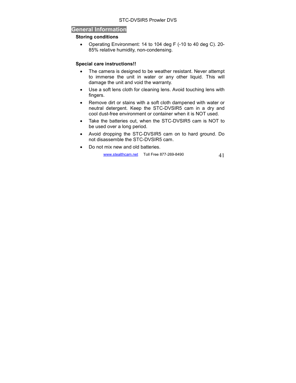 Stealth Cam STC-DVSIR5 ProwlerDVS User Manual | Page 41 / 43