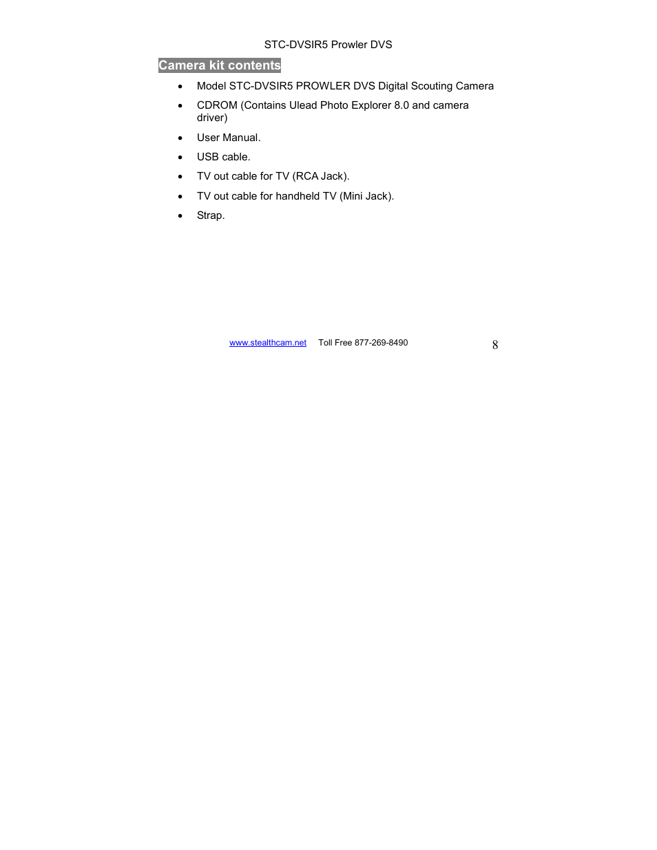 Stealth Cam STC-DVSIR5 ProwlerDVS User Manual | Page 8 / 43