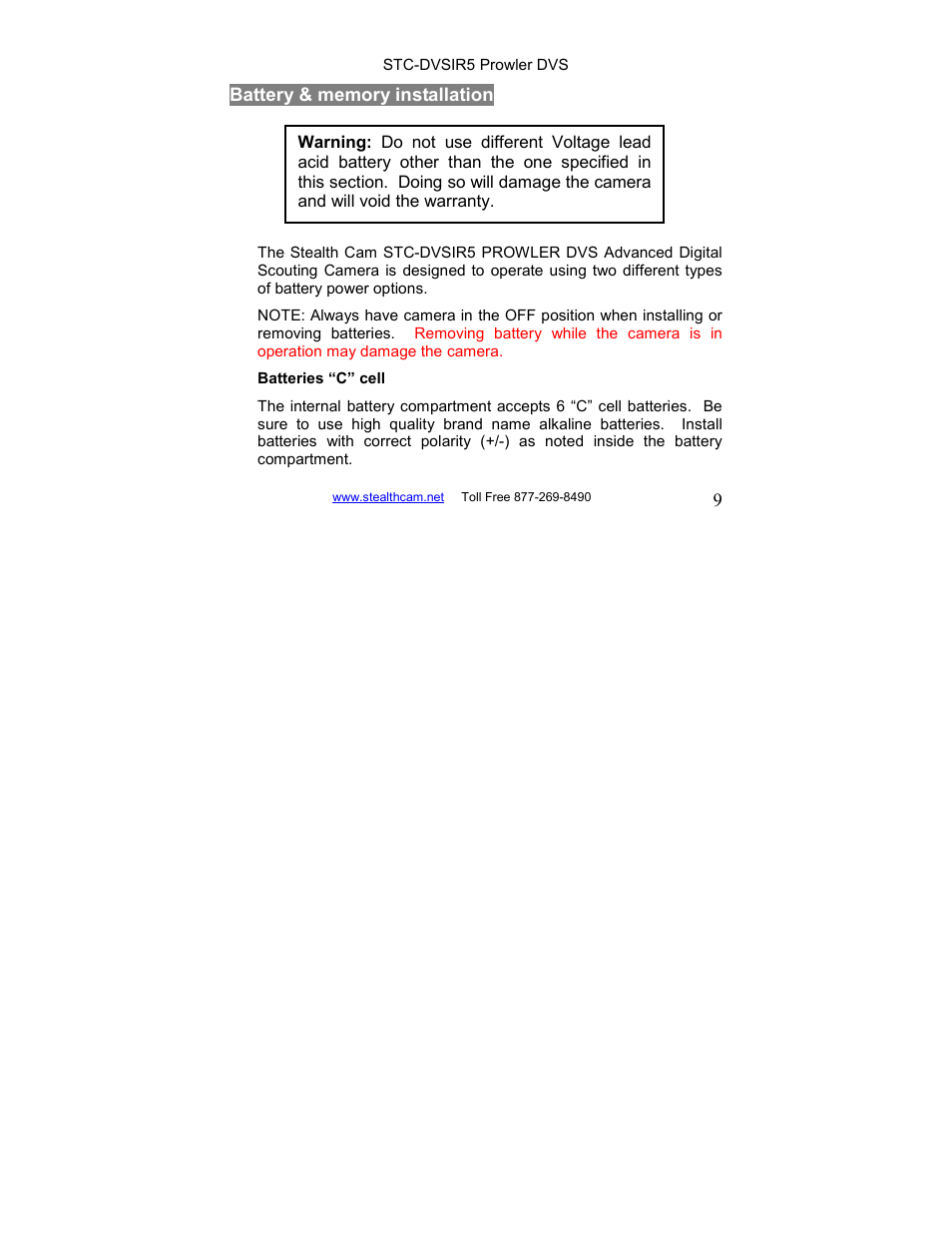 Stealth Cam STC-DVSIR5 ProwlerDVS User Manual | Page 9 / 43