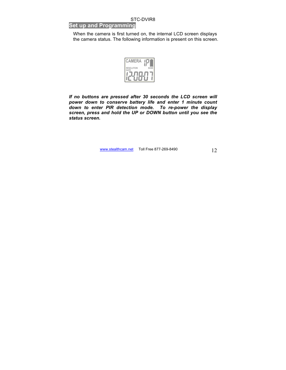 Stealth Cam STC-DVIR8 Sniper-IR User Manual | Page 12 / 43