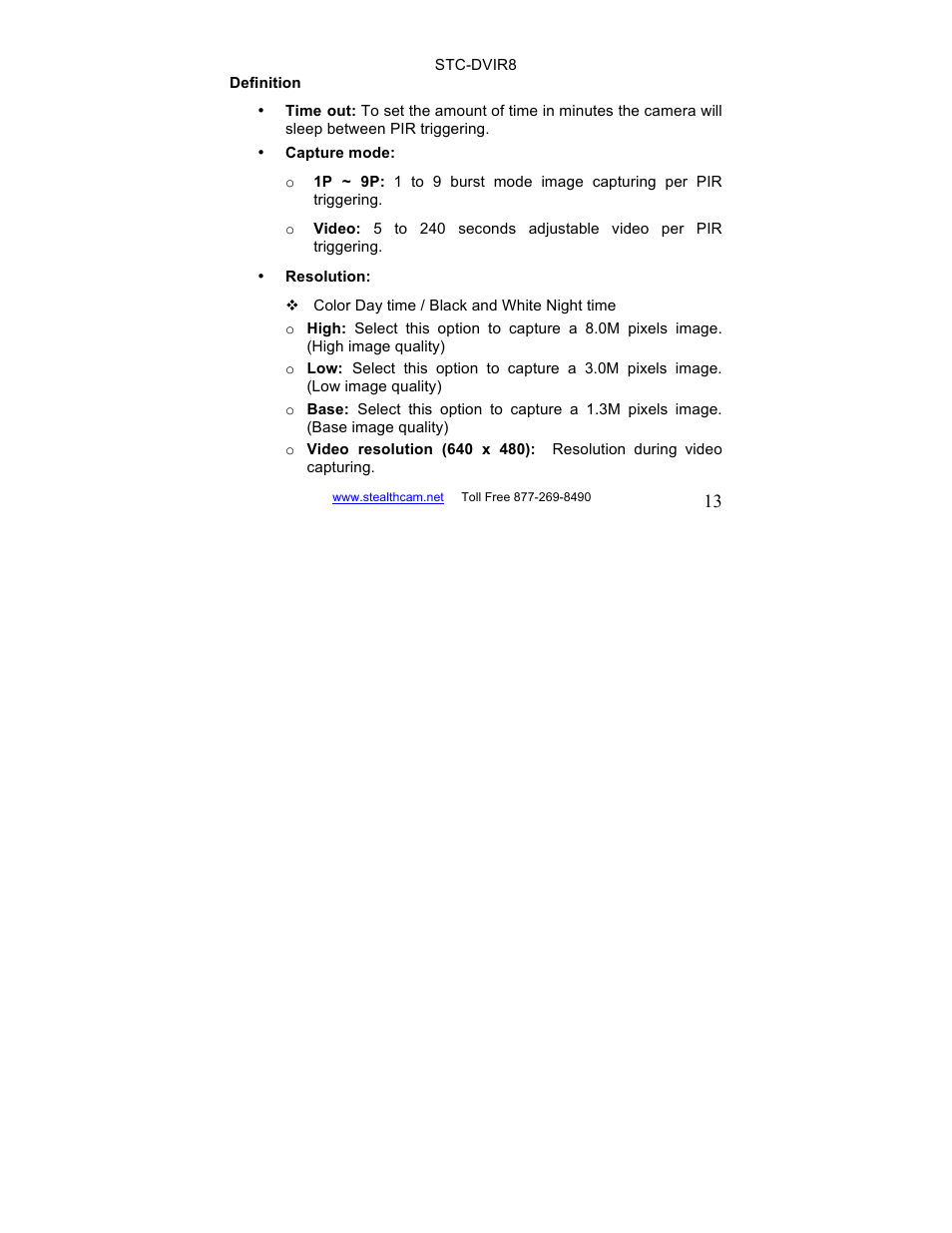 Stealth Cam STC-DVIR8 Sniper-IR User Manual | Page 13 / 43