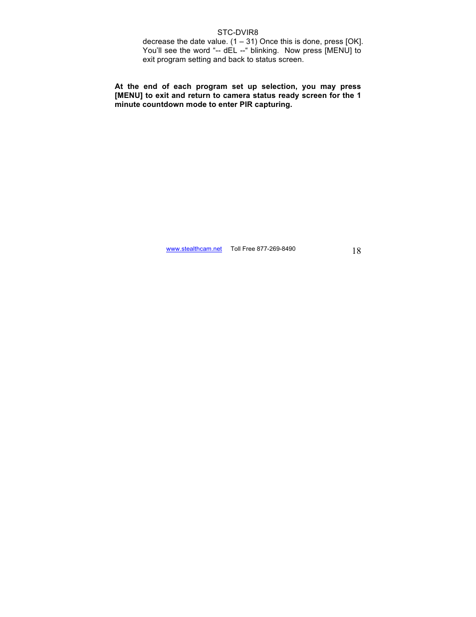 Stealth Cam STC-DVIR8 Sniper-IR User Manual | Page 18 / 43