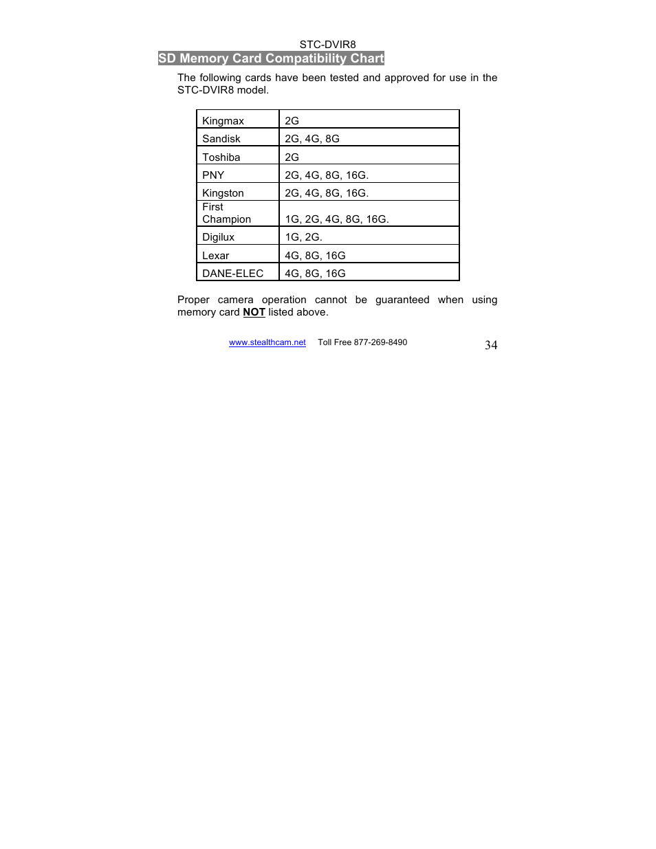Stealth Cam STC-DVIR8 Sniper-IR User Manual | Page 34 / 43