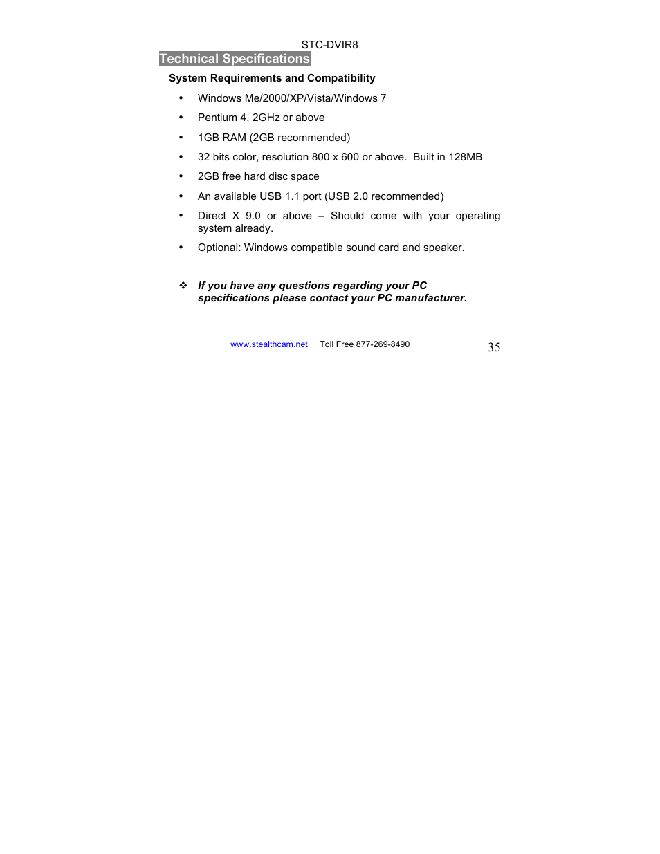Stealth Cam STC-DVIR8 Sniper-IR User Manual | Page 35 / 43