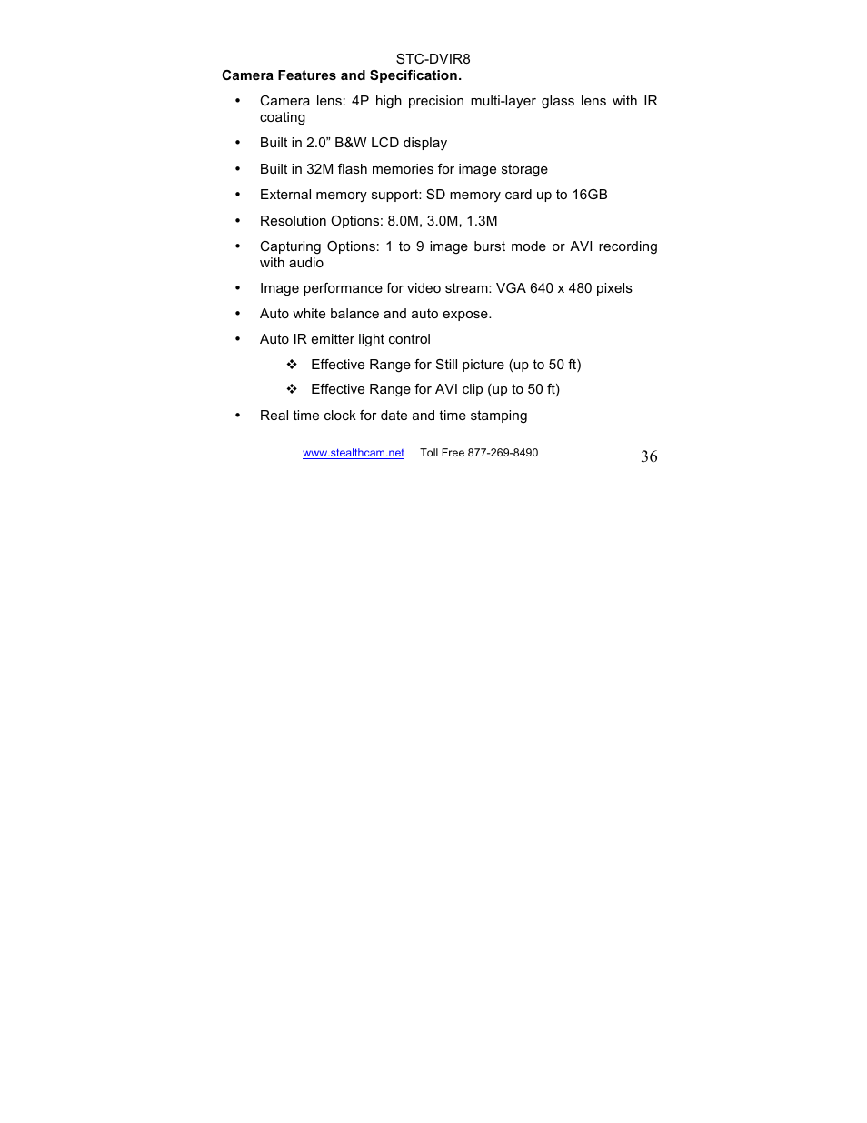 Stealth Cam STC-DVIR8 Sniper-IR User Manual | Page 36 / 43