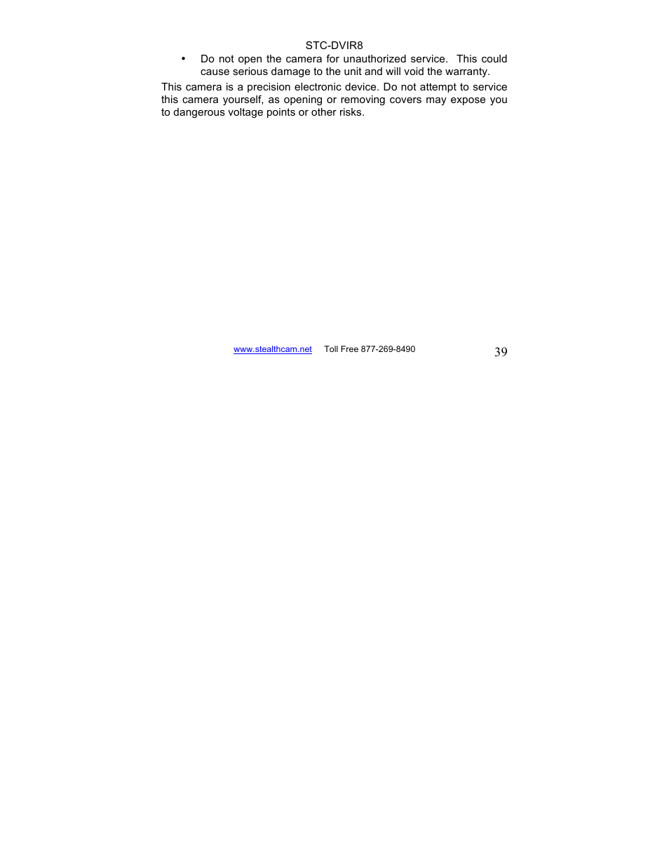 Stealth Cam STC-DVIR8 Sniper-IR User Manual | Page 39 / 43