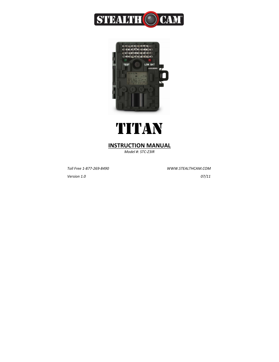 Stealth Cam STC-Z3IR Titan User Manual | 28 pages