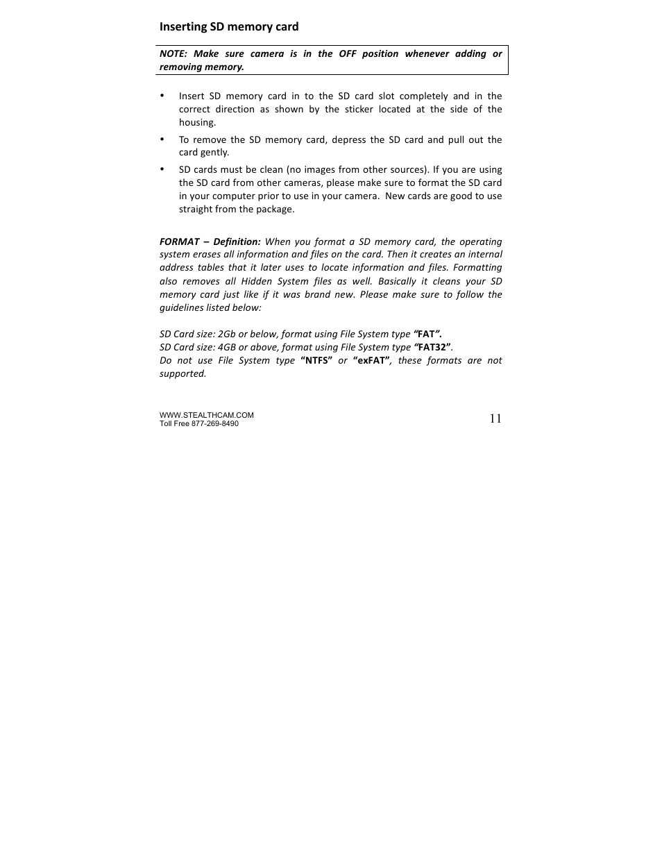 Stealth Cam STC-Z3IR Titan User Manual | Page 11 / 28
