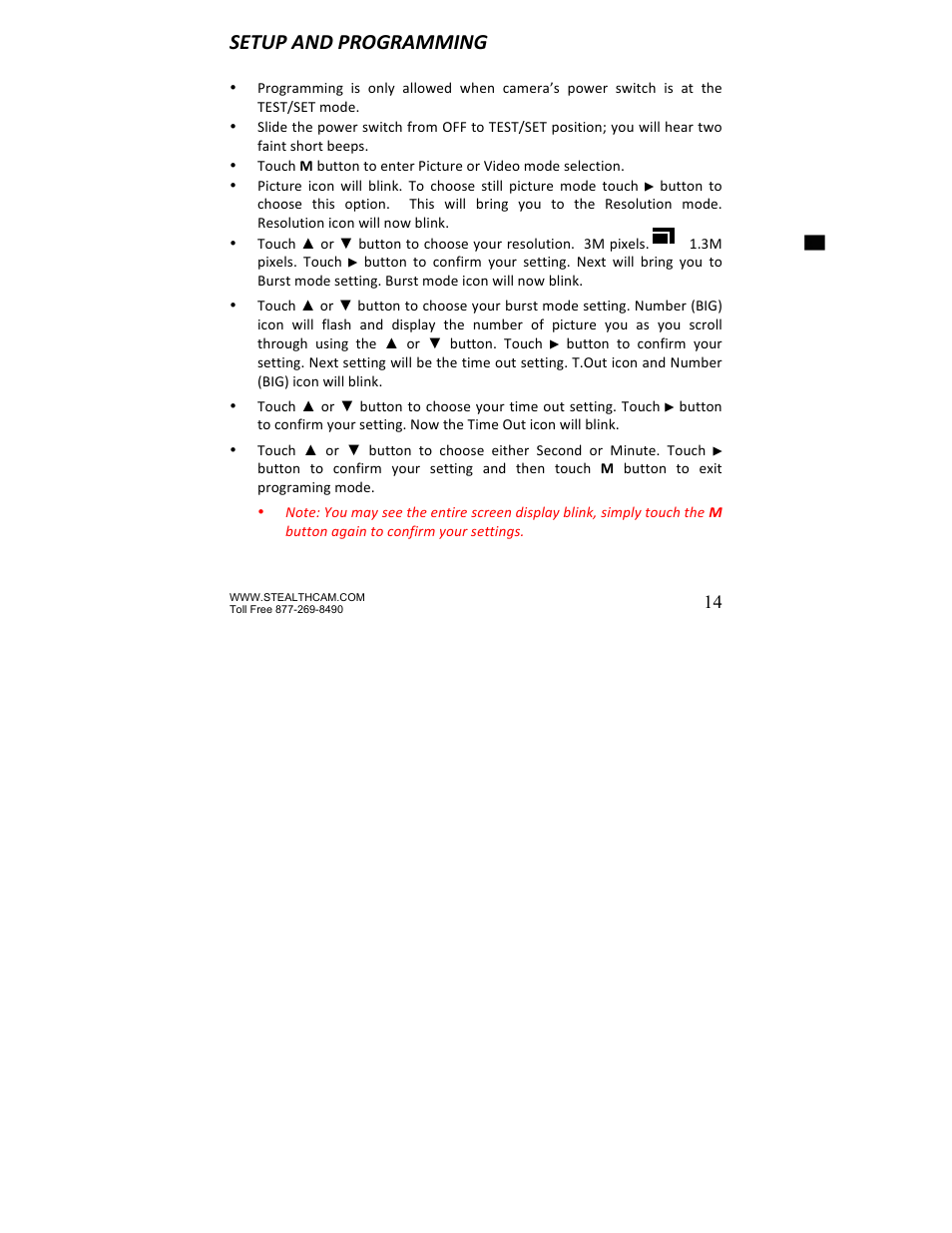 Setup and programming | Stealth Cam STC-Z3IR Titan User Manual | Page 14 / 28