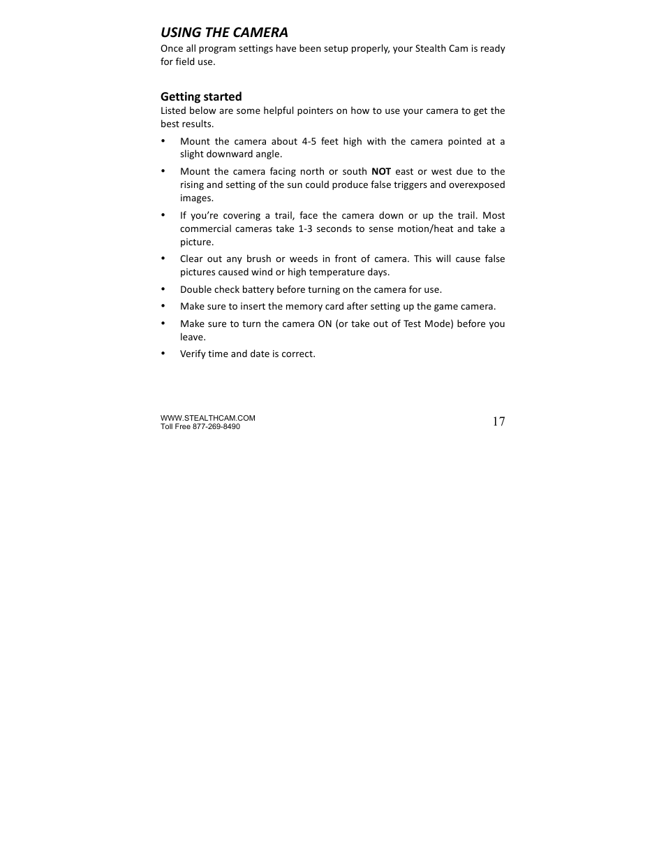 Using the camera | Stealth Cam STC-Z3IR Titan User Manual | Page 17 / 28