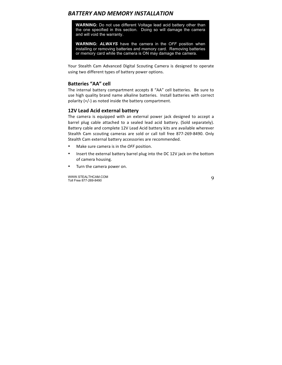 Stealth Cam STC-Z3IR Titan User Manual | Page 9 / 28