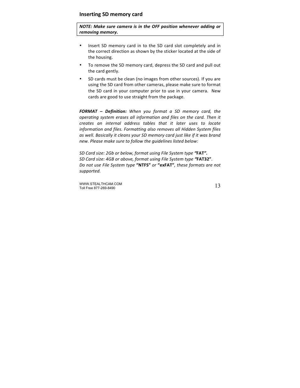 Stealth Cam STC-U840IRNG UNIT-OPS User Manual | Page 13 / 45