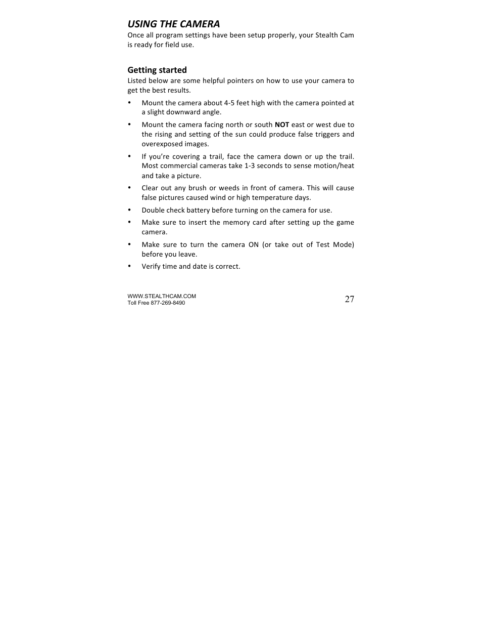 Using the camera | Stealth Cam STC-U840IRNG UNIT-OPS User Manual | Page 27 / 45