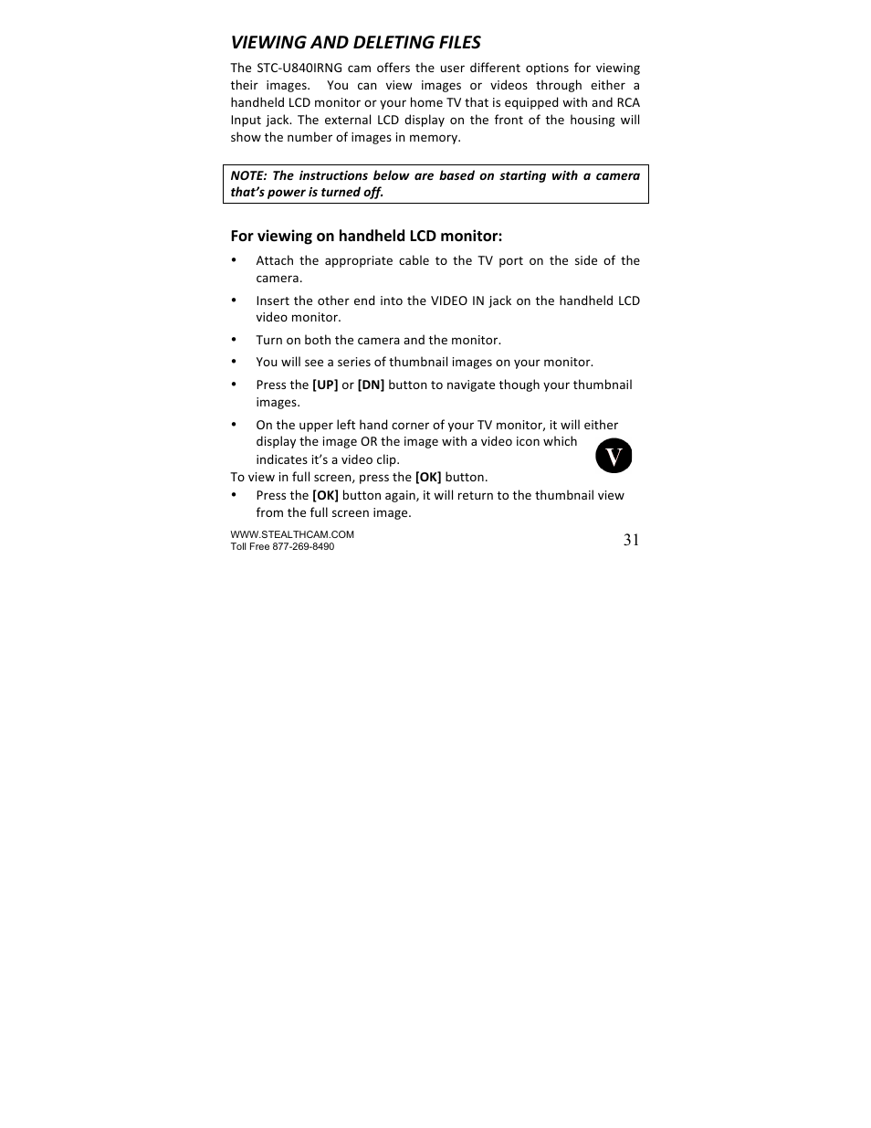 Viewing and deleting files | Stealth Cam STC-U840IRNG UNIT-OPS User Manual | Page 31 / 45