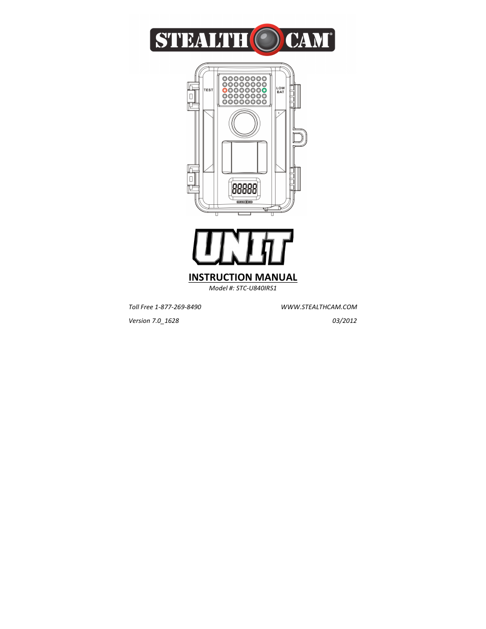 Stealth Cam STC-U840IRS1 UNIT-S1-Presets User Manual | 42 pages