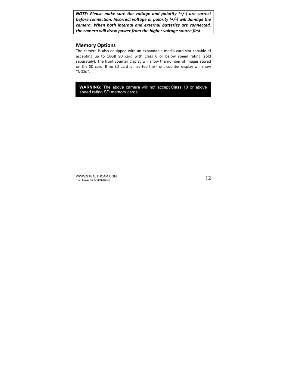 Stealth Cam STC-U840IRS1 UNIT-S1-Presets User Manual | Page 12 / 42