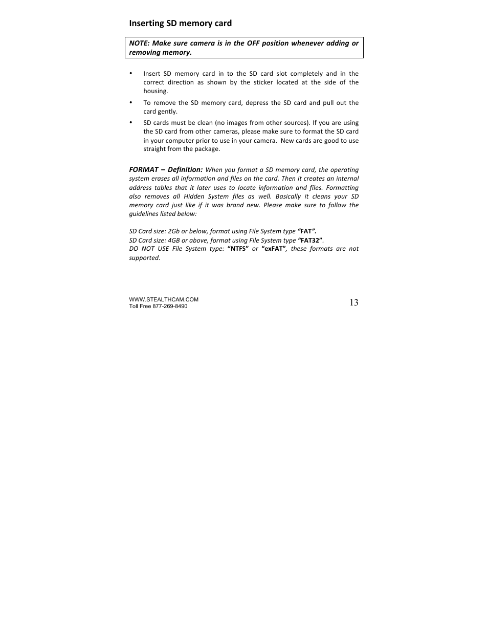 Stealth Cam STC-U840IRS1 UNIT-S1-Presets User Manual | Page 13 / 42