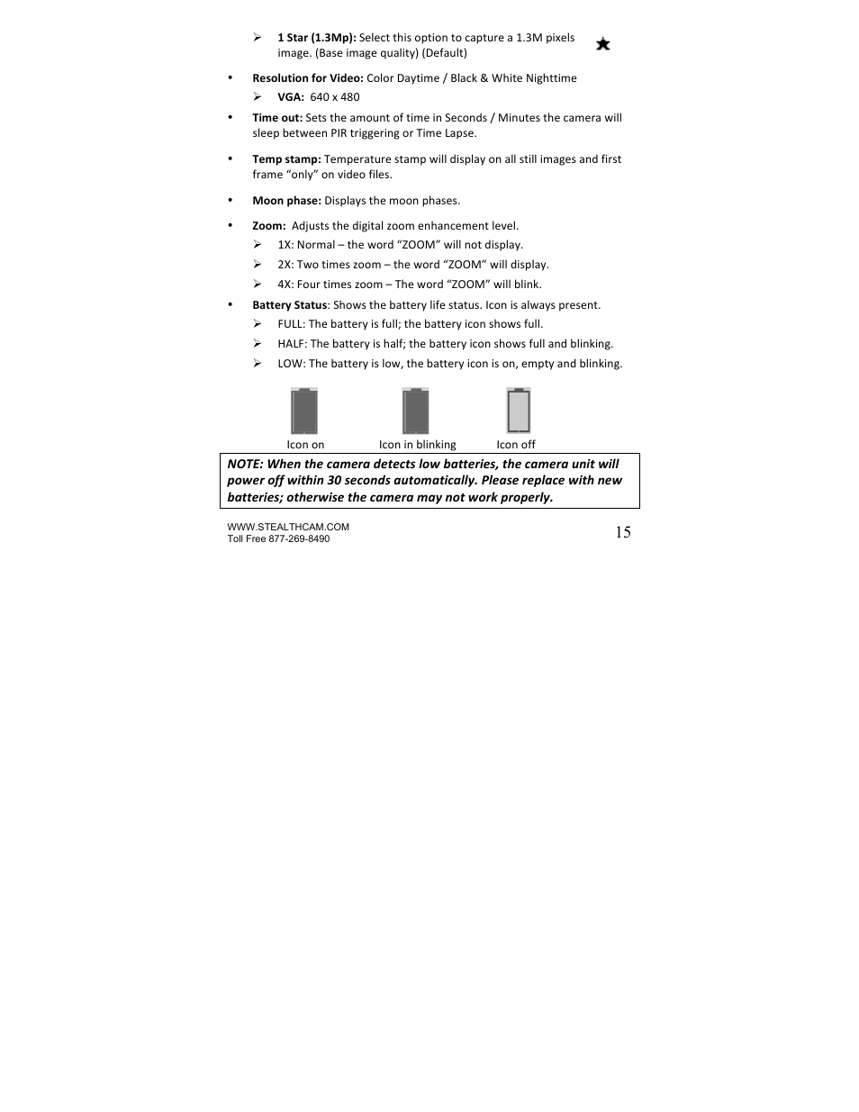 Stealth Cam STC-U840IRS1 UNIT-S1-Presets User Manual | Page 15 / 42