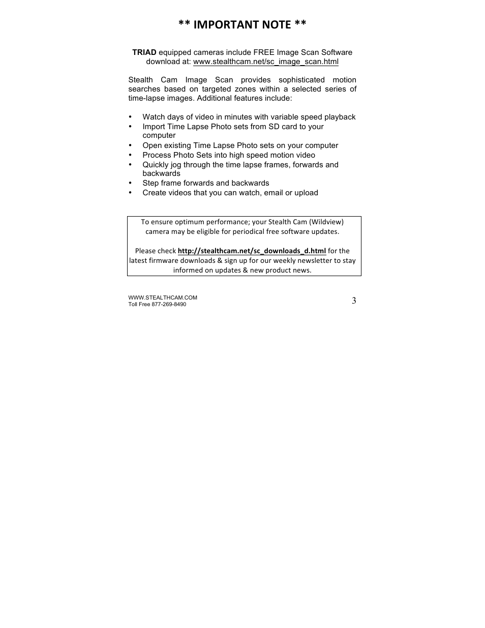 Stealth Cam STC-U840IRS1 UNIT-S1-Presets User Manual | Page 3 / 42