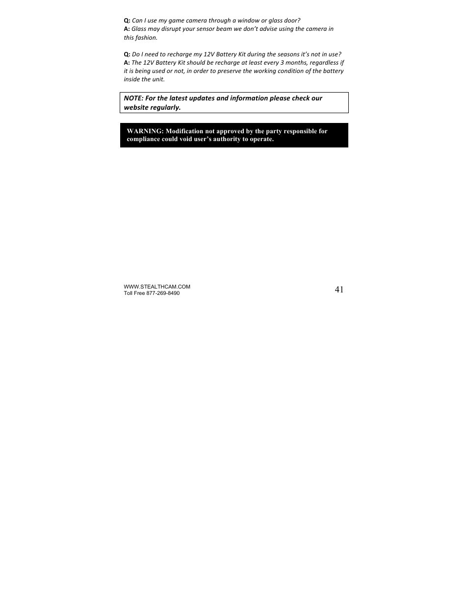 Stealth Cam STC-U840IRS1 UNIT-S1-Presets User Manual | Page 41 / 42