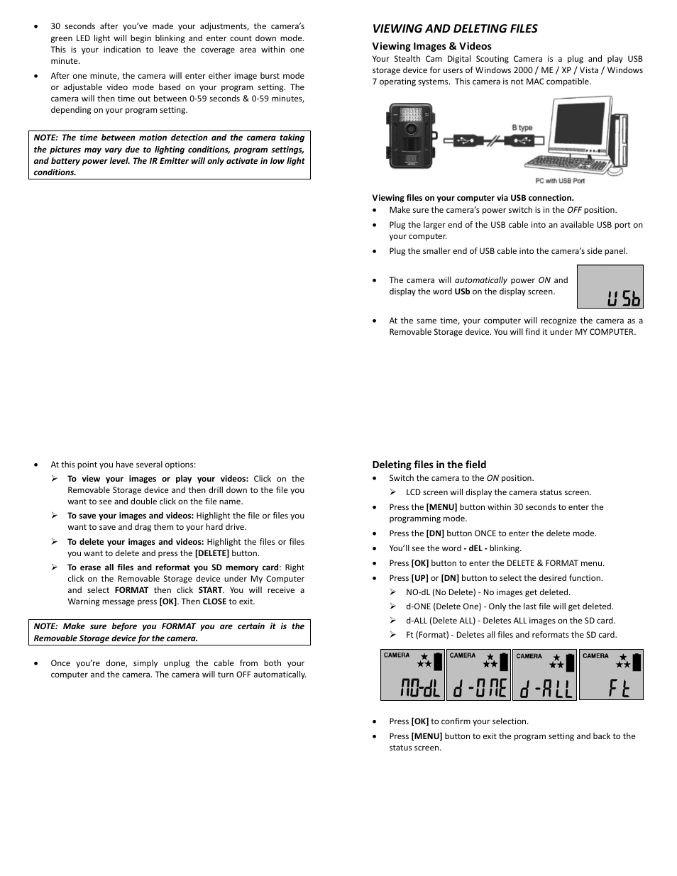Viewing and deleting files | Stealth Cam STC-U840IRS1 User Manual | Page 7 / 9
