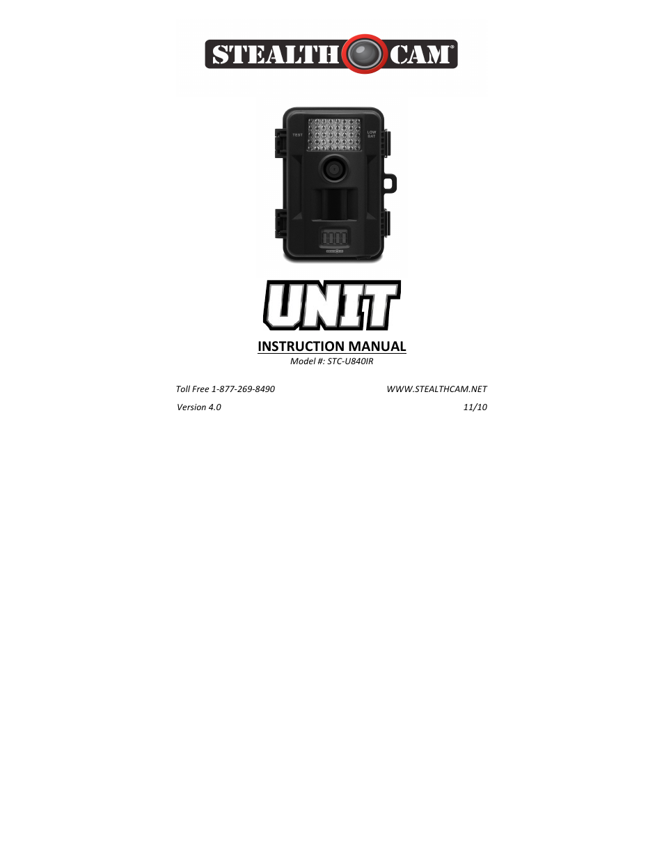 Stealth Cam STC-U840IR UNIT User Manual | 36 pages