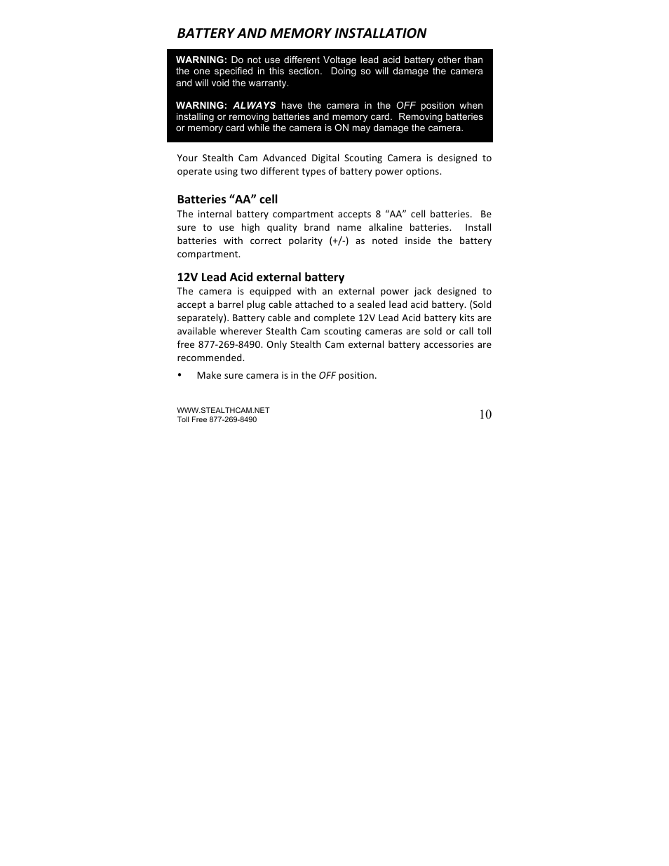 Stealth Cam STC-U840IR UNIT User Manual | Page 10 / 36