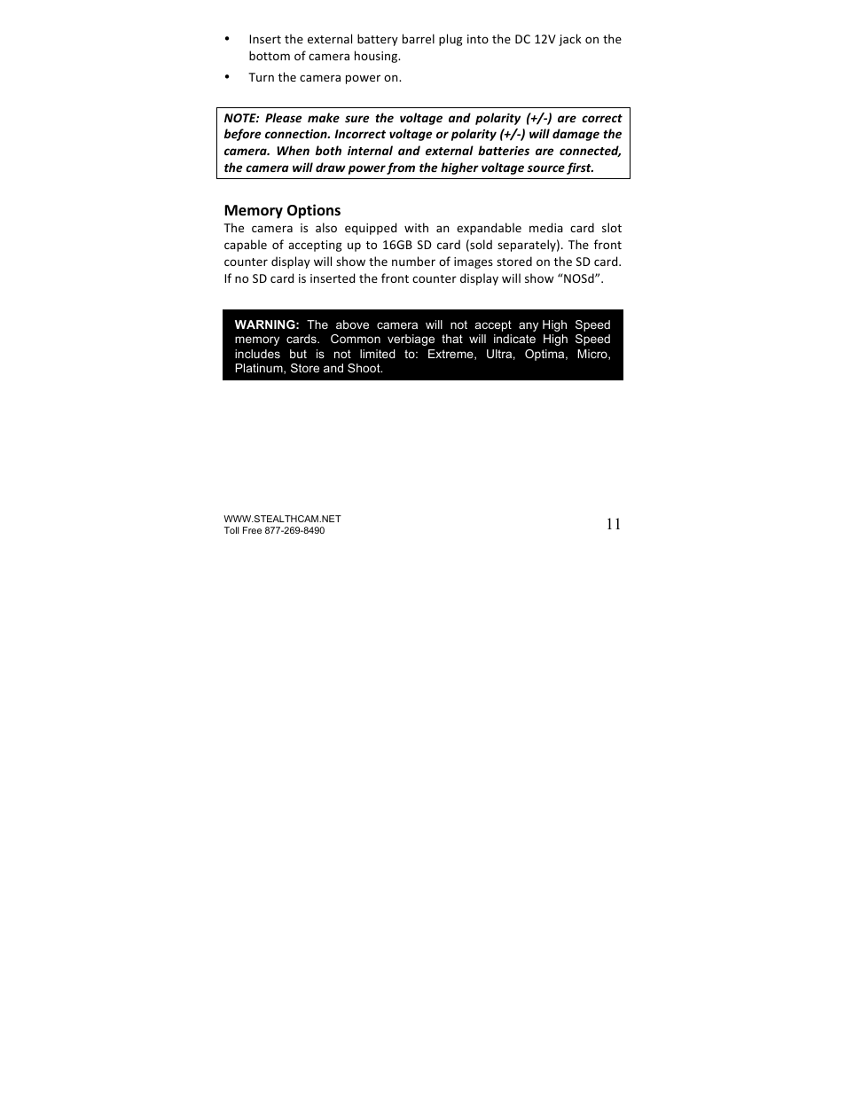 Stealth Cam STC-U840IR UNIT User Manual | Page 11 / 36