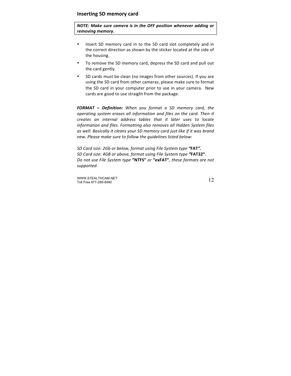 Stealth Cam STC-U840IR UNIT User Manual | Page 12 / 36