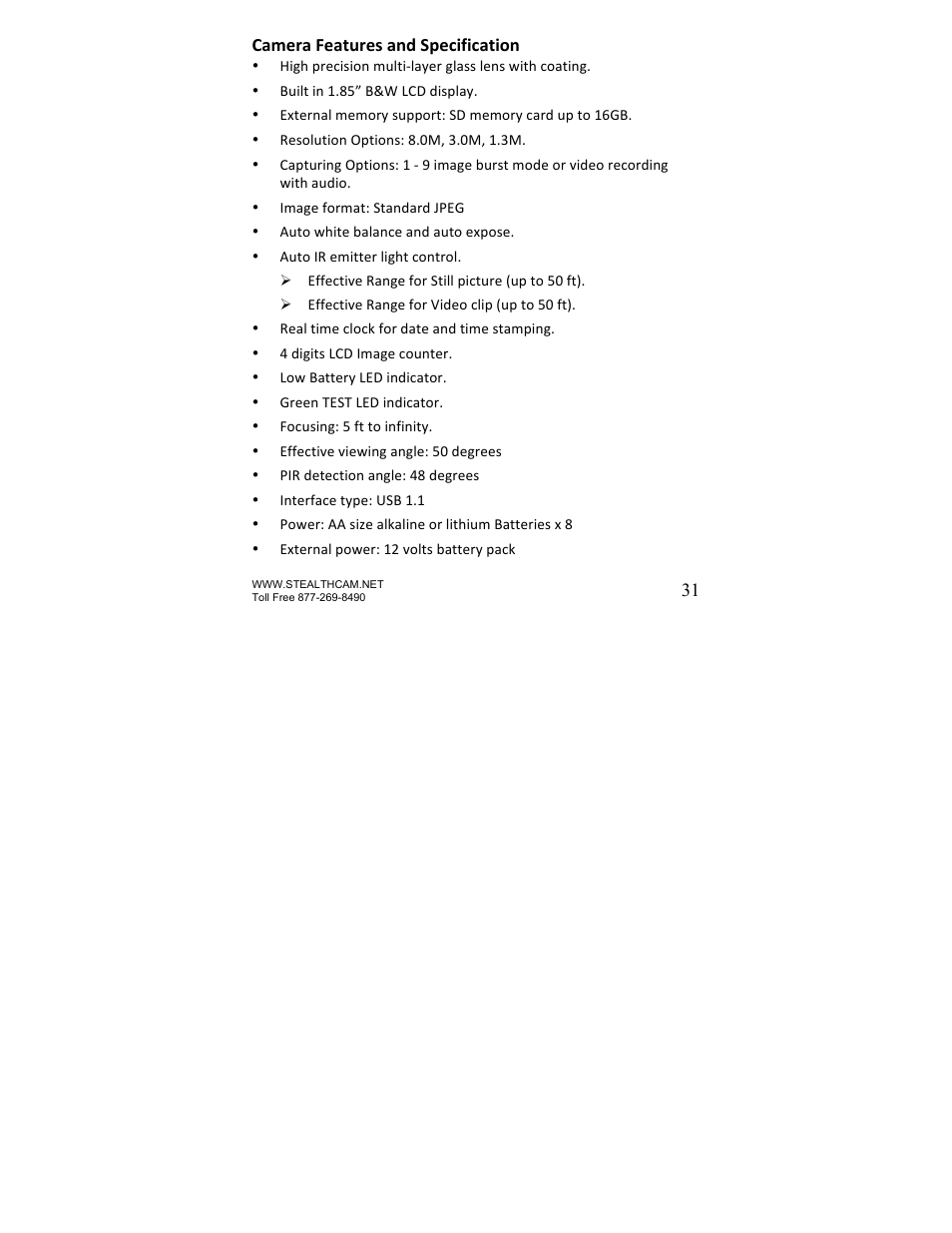 Stealth Cam STC-U840IR UNIT User Manual | Page 31 / 36