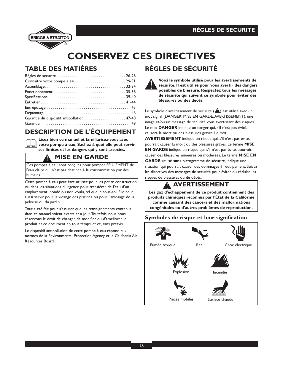 Briggs & Stratton 073002 User Manual | Page 26 / 72