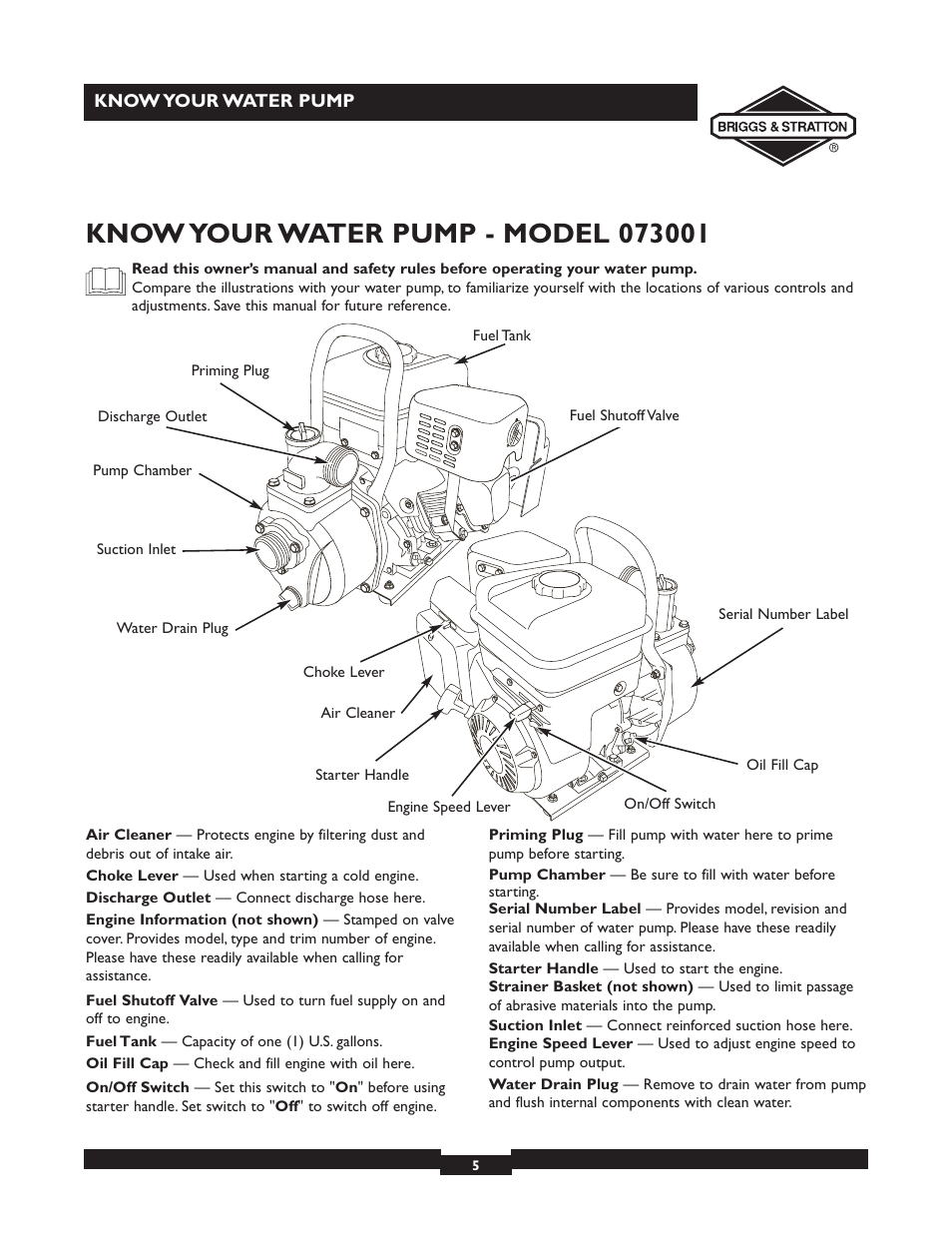 Briggs & Stratton 073002 User Manual | Page 5 / 72