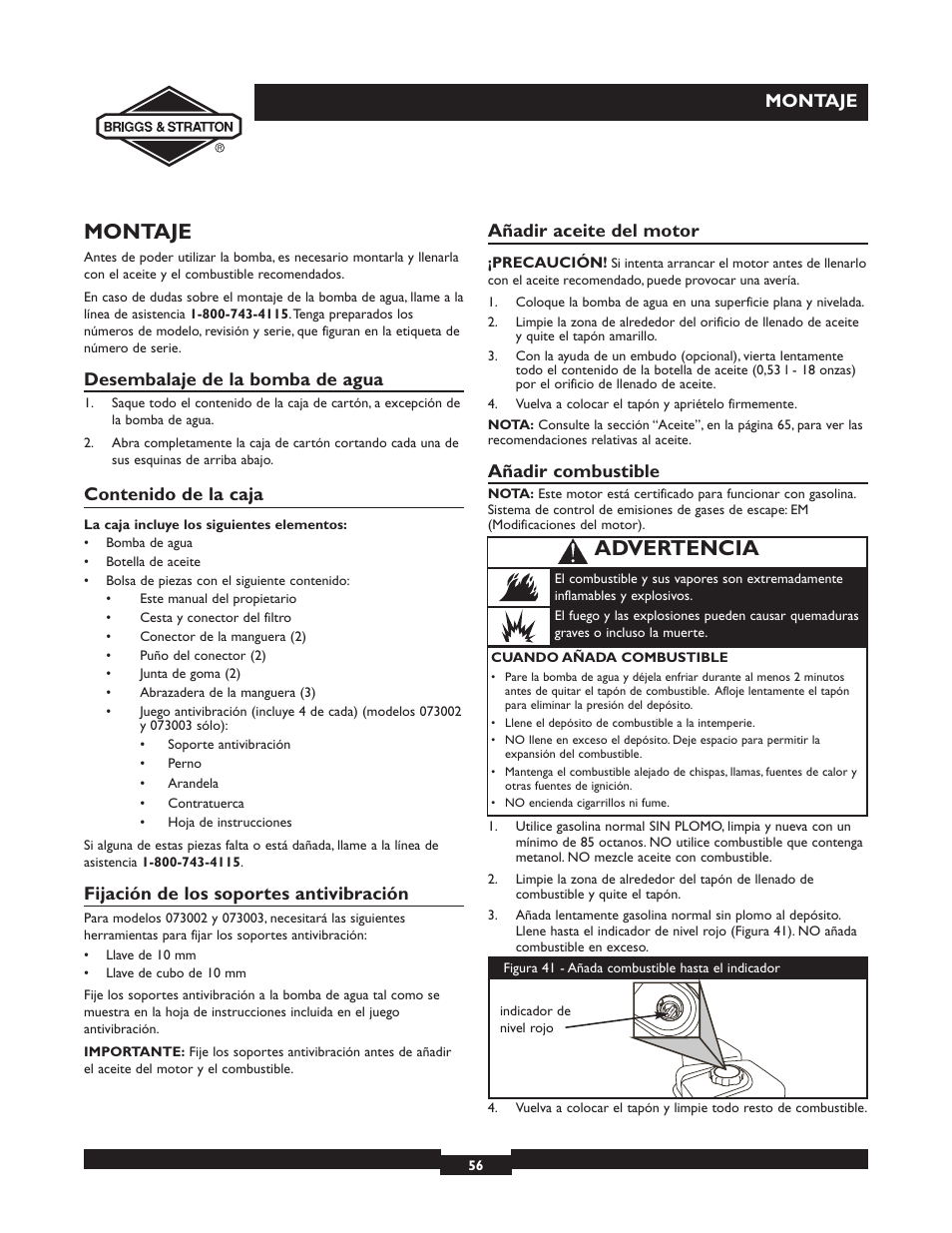 Briggs & Stratton 073002 User Manual | Page 56 / 72